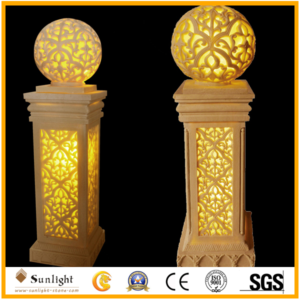 Hot Sale Waterproof Lantern Sandstone Polyresin Statue for Decoration