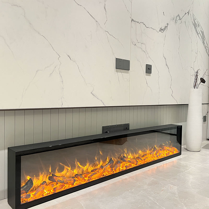 Fireplace Indoor 2D Real Flame Decorative Electric Fireplace Wall Mounted Electric Glass