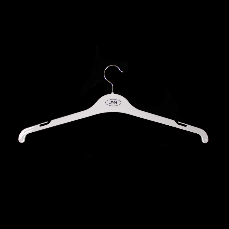 Wholesale White Plastic Clothes Dress Coat Hangers Custom Logo Printing