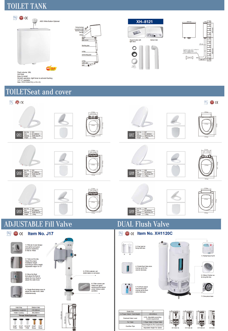 Modern Style Square Shape Toilet Tank Set Anti-Splash Odor Anti-Slip Bathroom Fitting for Apaartment