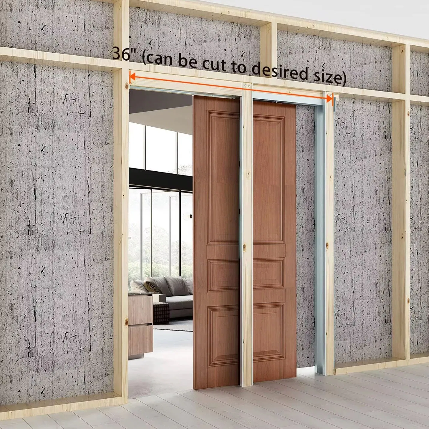 Durable Smooth Operation Easy Installation Quiet Hidden Pocket Door Hardware Kit