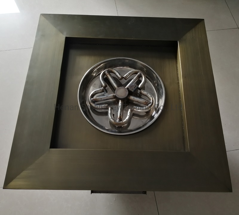 Pool Fire Feature Square Stainless Steel Gas Fire Pit Water Bowl Fountain