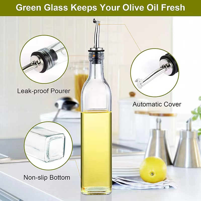 Fctory 500ml Dark Green Olive Oil Bottle Sauce Vinegar Seasoning Bottle Kitchen Supplies Bottle