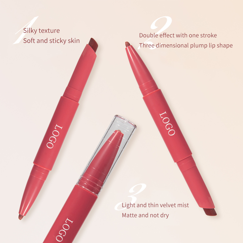 Ditong Private Label Long Lasting High Pigment Waterproof Matte Creamy Lipliner Pencil and Lipstick in One