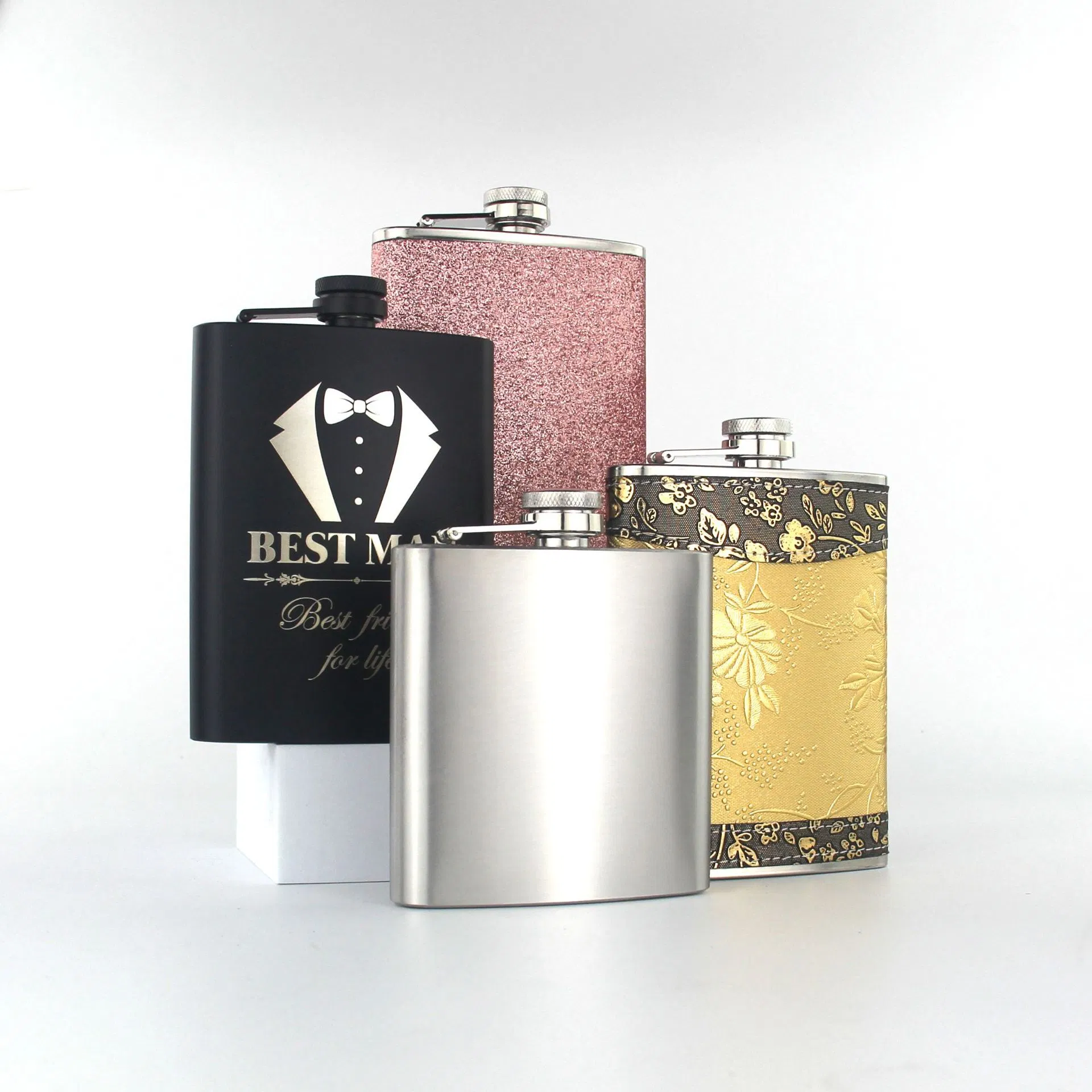 Customized Shiny Pink/Black/Yellow Stainless Steel Wine Jug Hip Flask for Abbot's Choice Aberfeldy Aberlour