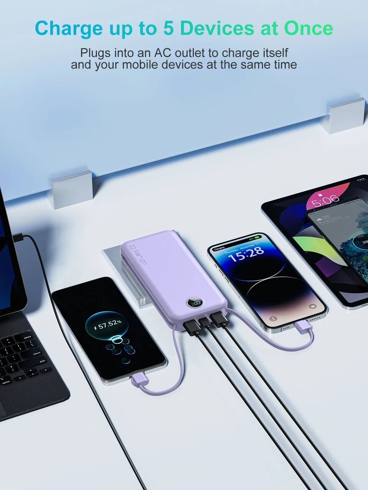 Портативный Power Bank 22.5W с розеткой и дисплеем
