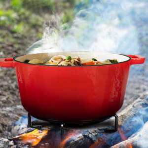 2 in 1 Cast Iron Double Dutch Oven Pre-Seasoned 5-Quart Multi-Cooker Combo Dutch Oven Set Induction Safe