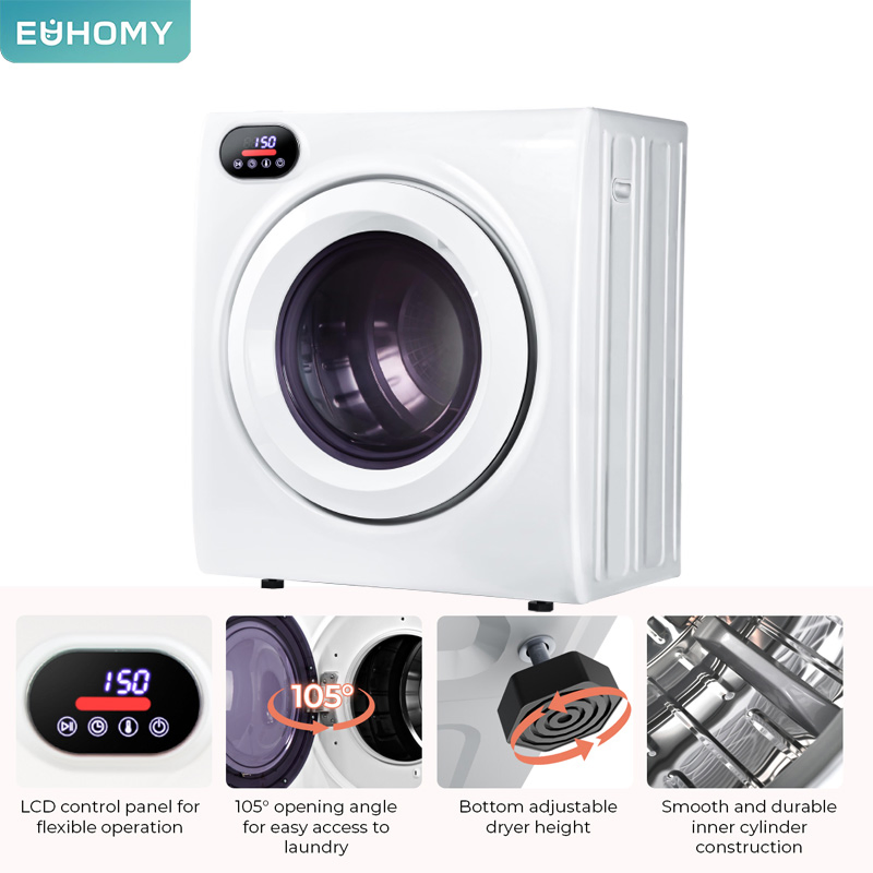 Compact Laundry Dryer with Sleek Stainless Steel Finish