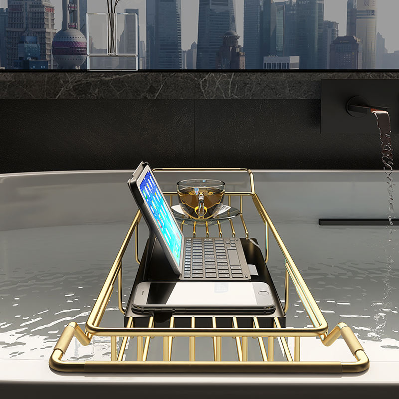 Simple Design Bathroom Accessories Bathtub Caddy Tray with Holder