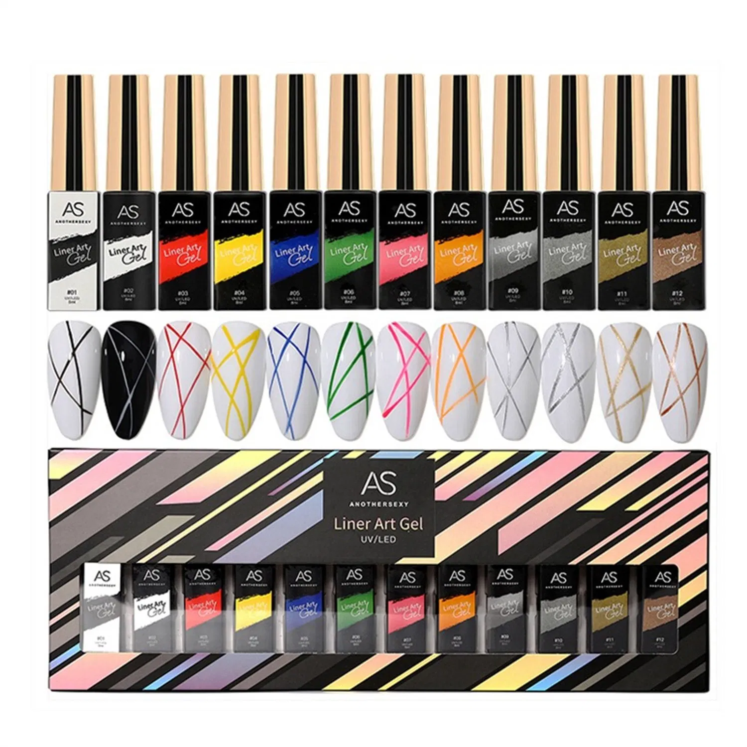 Nail Art Lacquers Beauty Salon Private Label Logo OEM Liner Gel Polish Nails Set Soak off Reflective Flash Glow in The Dark Painting Gel Polish Kit