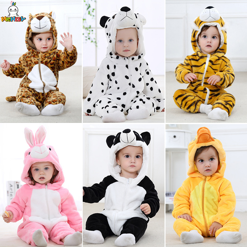 Newborn Baby Cute Onesie Costume Winter Hoodie Clothes Girl 0-18m Boys Jumpsuit Christmas Romper Warm Clothing Pajamas for Kids Overall