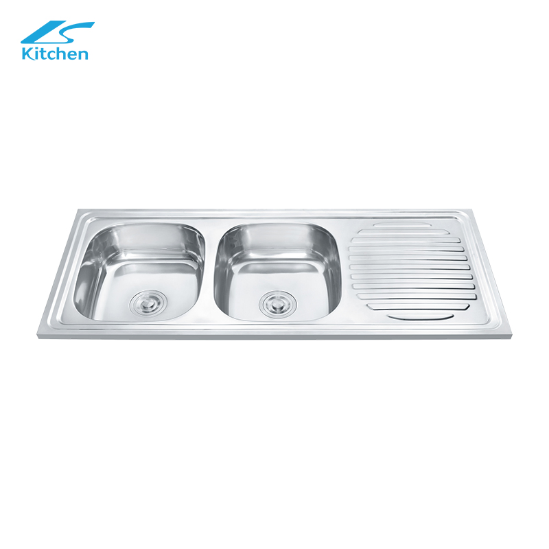 Modern Design and Polishing of Commercial Double Bowl Stainless Steel Kitchen Sink