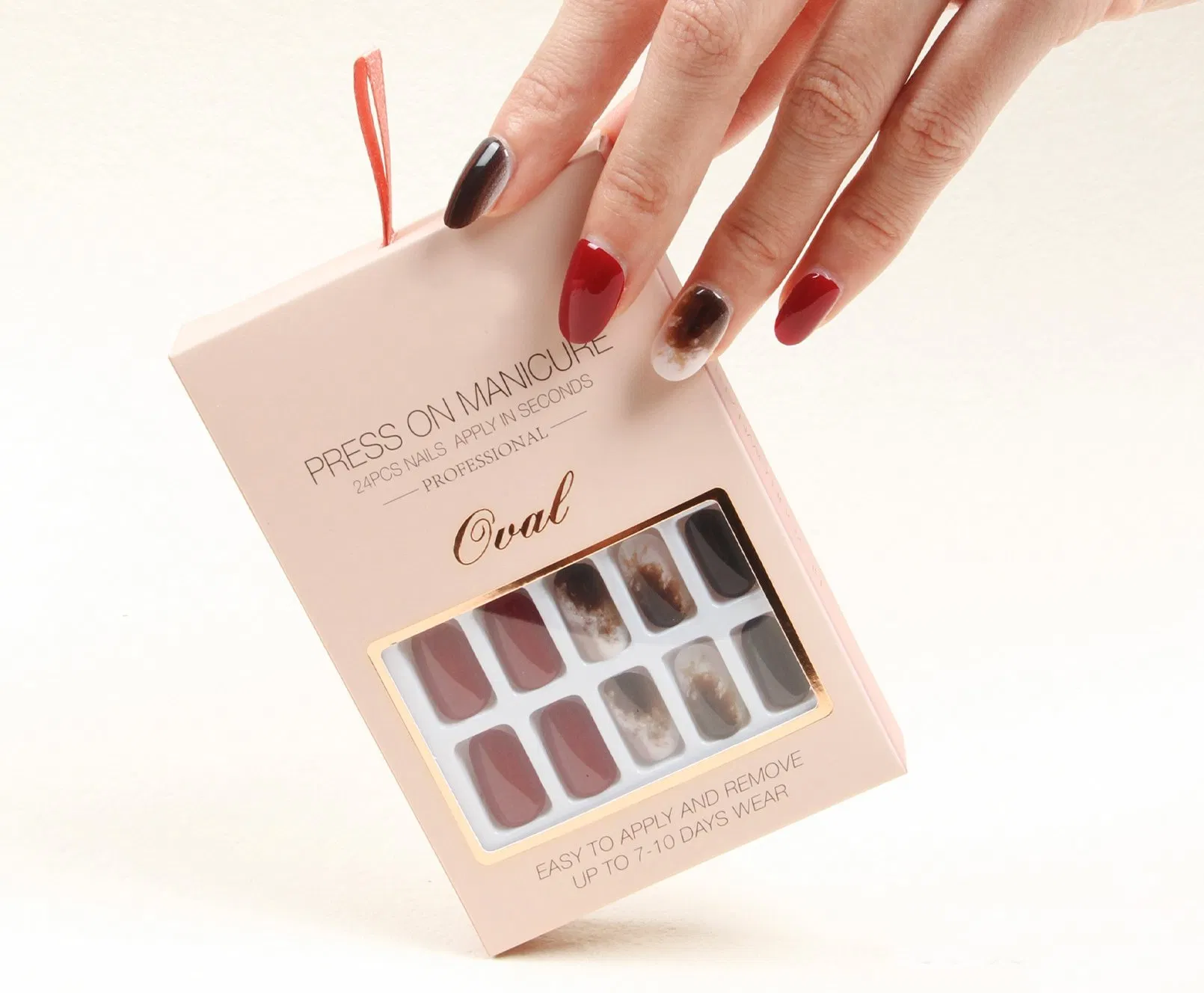 Short False Nails, Artificial Fingernails Full Cover Fingernails Press on Nails for Women Girls DIY Nail