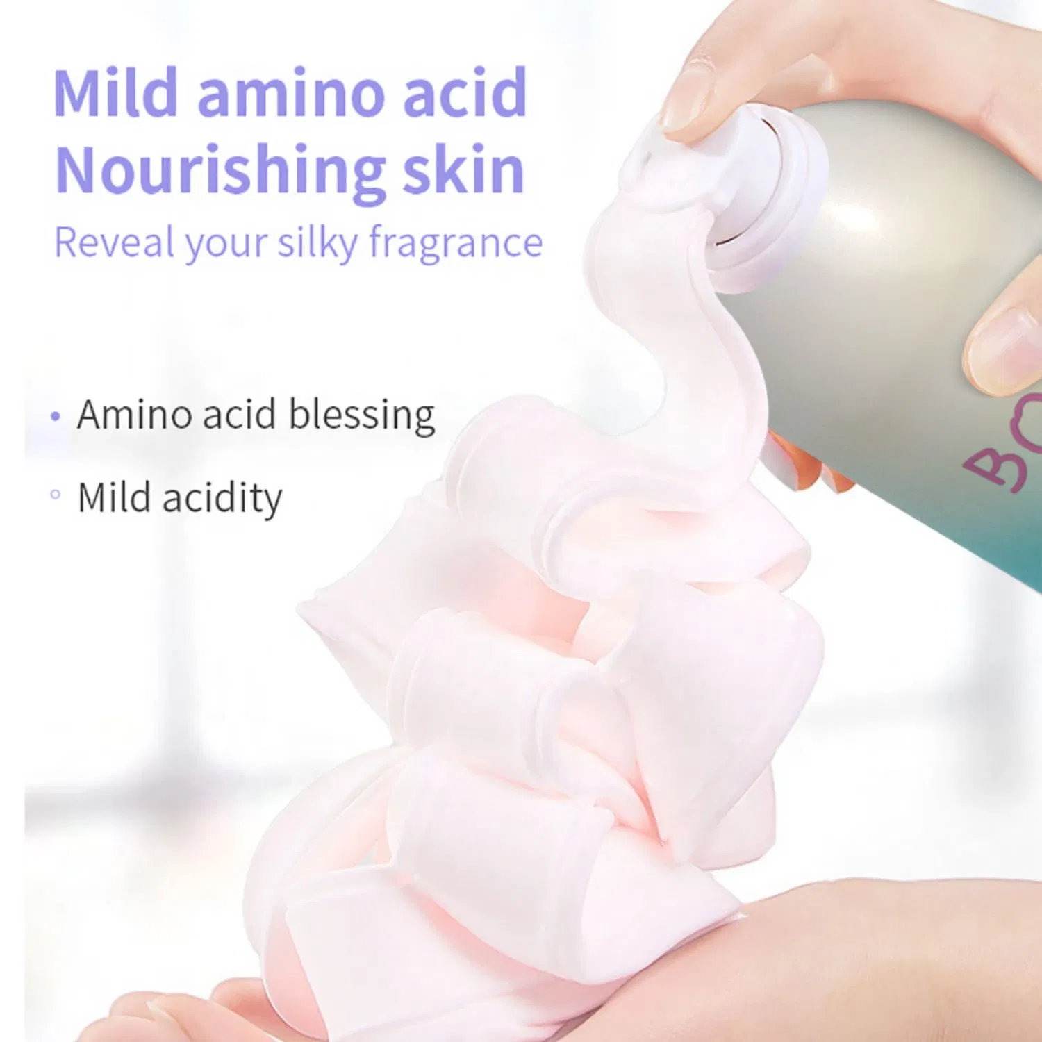 Private Label Amino Acid & Yogurt Mousse Body Wash Creme Moisture Nourish Silky Skin Bubble Shower Gel Foam Bath Mousse