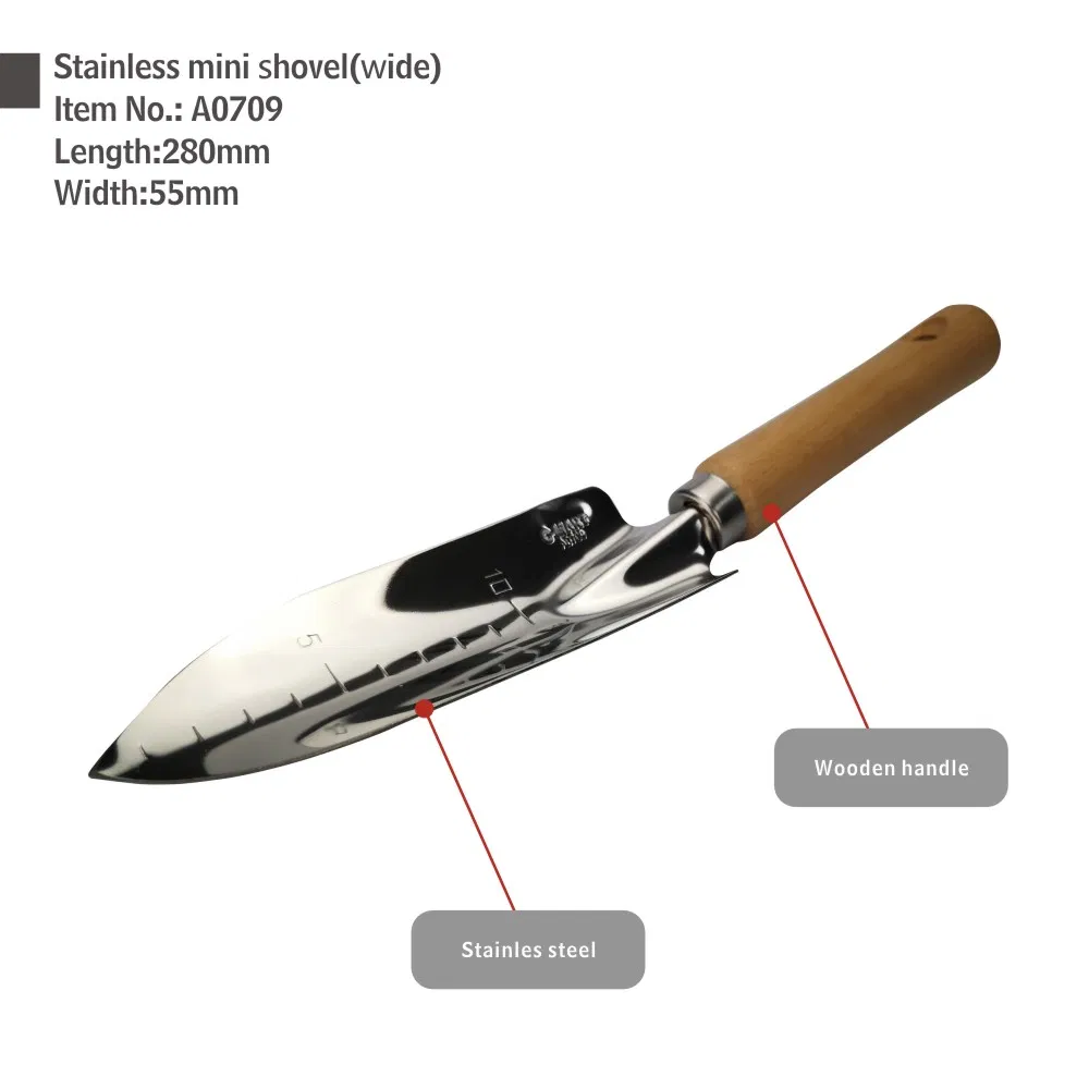 Gardening Shovel Wood Handle Mini Shovel Stainless Steel Shovel Scaled Shovel