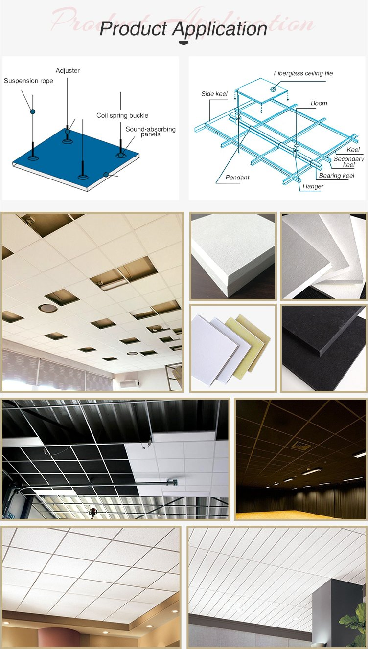 Soundproof Materials Ceiling Tiles Fiberglass Panels for Interior Decoration