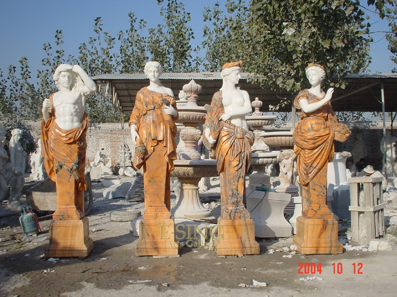 Greek Caryatid Maidens Hand Made Natural Stone Marble Statue Column for House