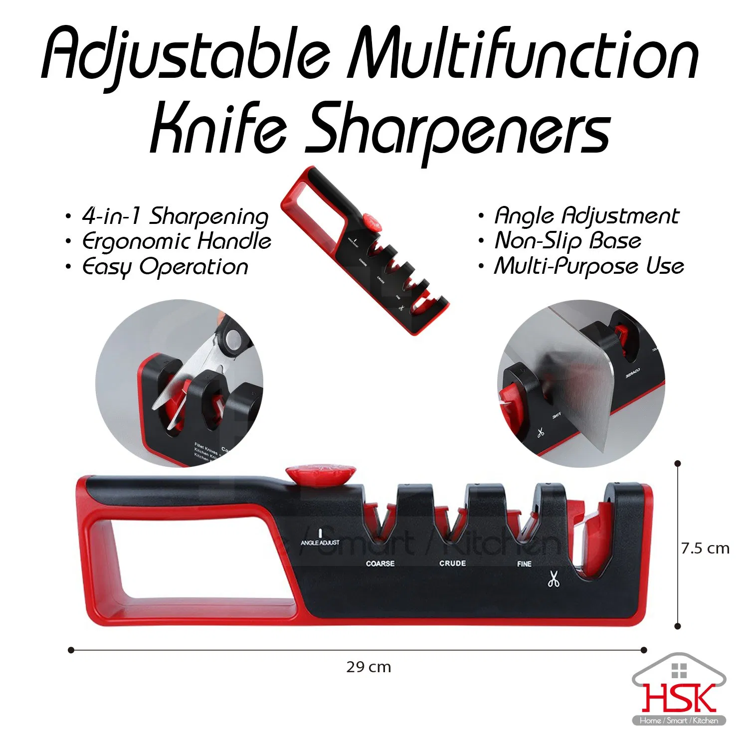Knife Sharpener with Adjustable Angle Guide
