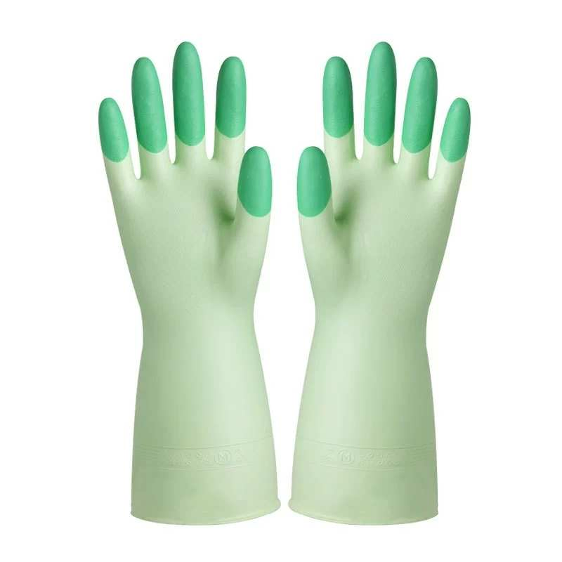 2pairs Laundry Waterproof Oil Resistant Household Kitchen Dishwashing Durable Latex Gloves