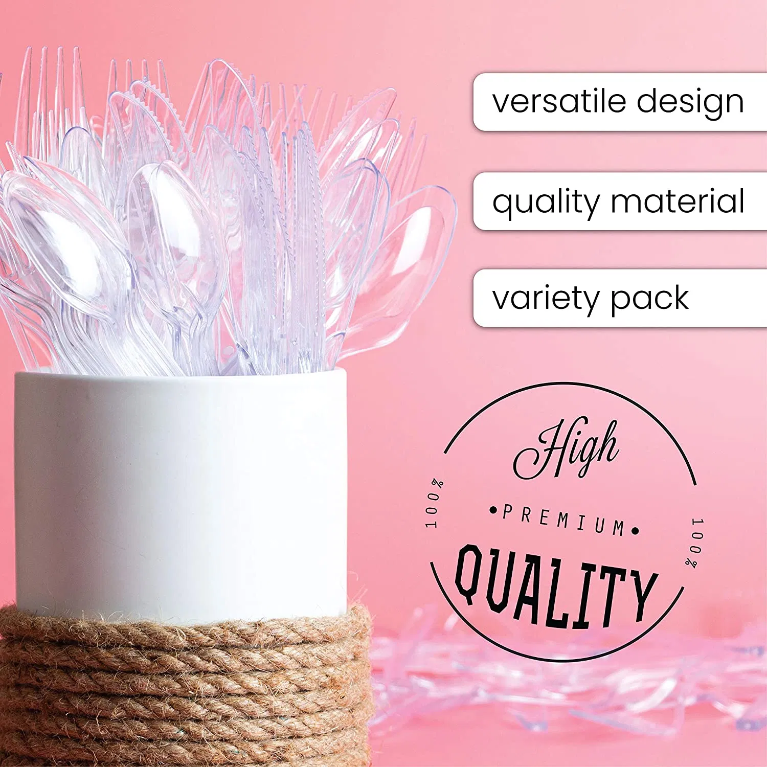 Disposable Heavy Duty Set Utensils Bulk Soup Plastic Forks Cups Spoons Tableware Cutlery