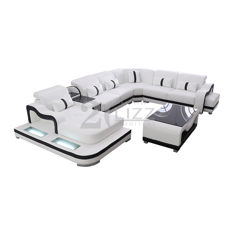 Диван для гостиной кожаный со светодиодной подсветкой европейский стиль