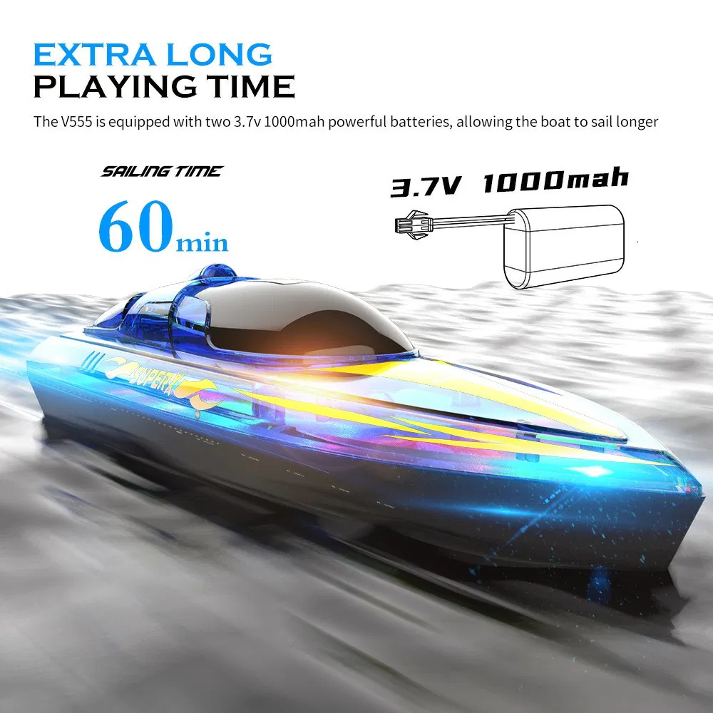 Радиоуправляемый катер V555 с подсветкой, синий