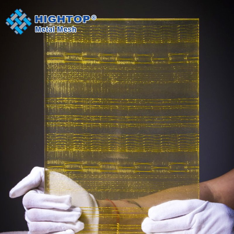 Architectural Decorative Laminated Glass with Metallic Cloth Wire Cloths Fabrics
