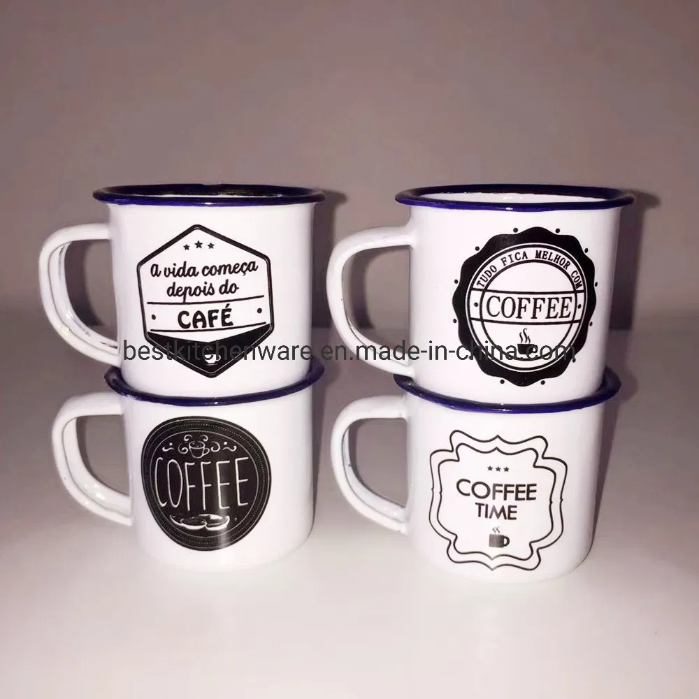 Enamel Mini Coffee Mug 5cm White Color with Different Design