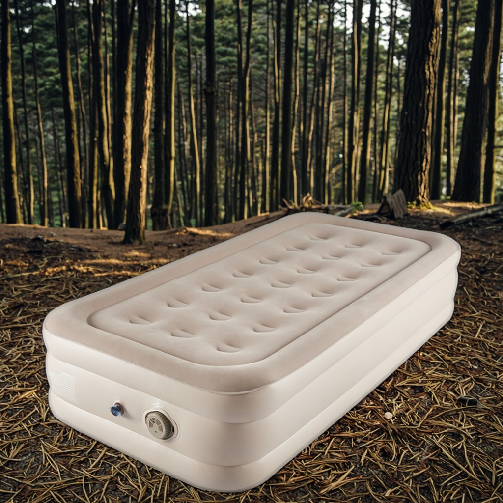 Матрас надувной двуспальный с электронасосом для дома и отдыха