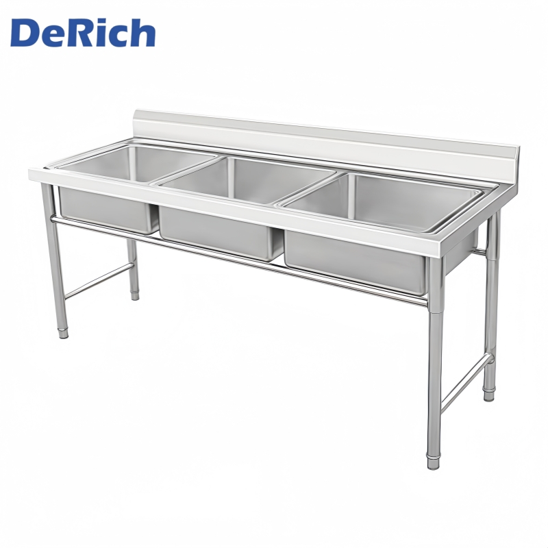 Derich Free Standing Single Bowl Commercial Stainless Steel Kitchen Sink for Restaurant Outdoor Washing Sink