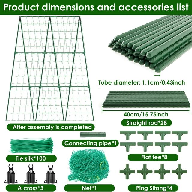 a-Frame Cucumber Trellis Plant Climbing Frame Set Detachable Easy to Install Outdoor Garden Vegetable Trellis for Climbing Plant