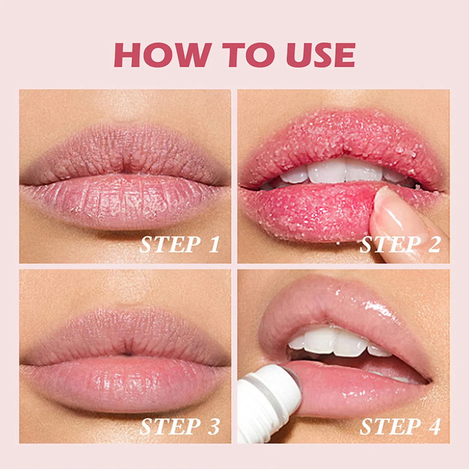 Pink Frosted Texture Fine Particles Strawberry Flavor Lip Scrub