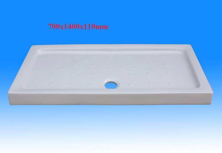Ocst-7001400110 White Rectangle Ceramic Shower Tray in Size 700X1400X110mm