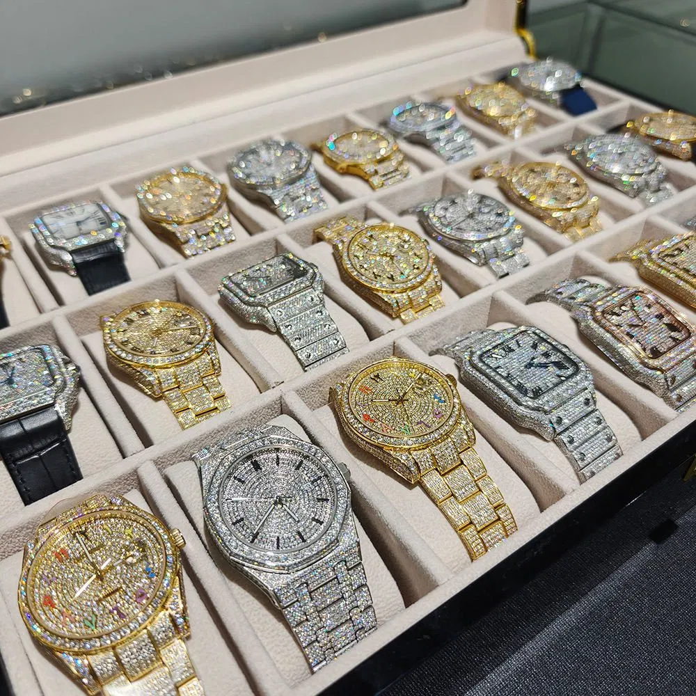 Reloj Full Diamond Jewelry Vvs1 Moissanite Hip Hop Iced out Automatic Watches Gold Luxury Men Mechanical Vvs Moissanite Watch