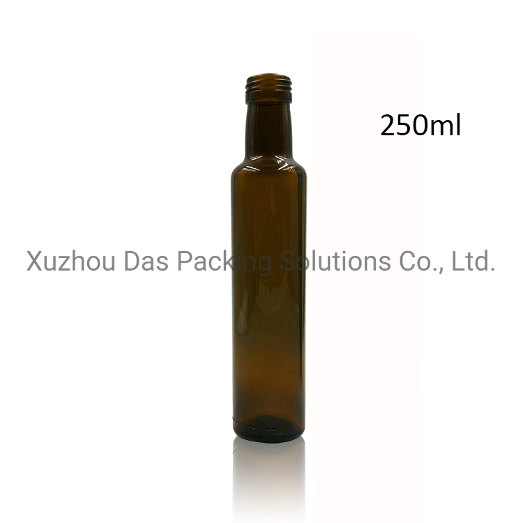 Dark Green Round 250ml Glass Olive Oil Bottle with Stainless Steel Lid