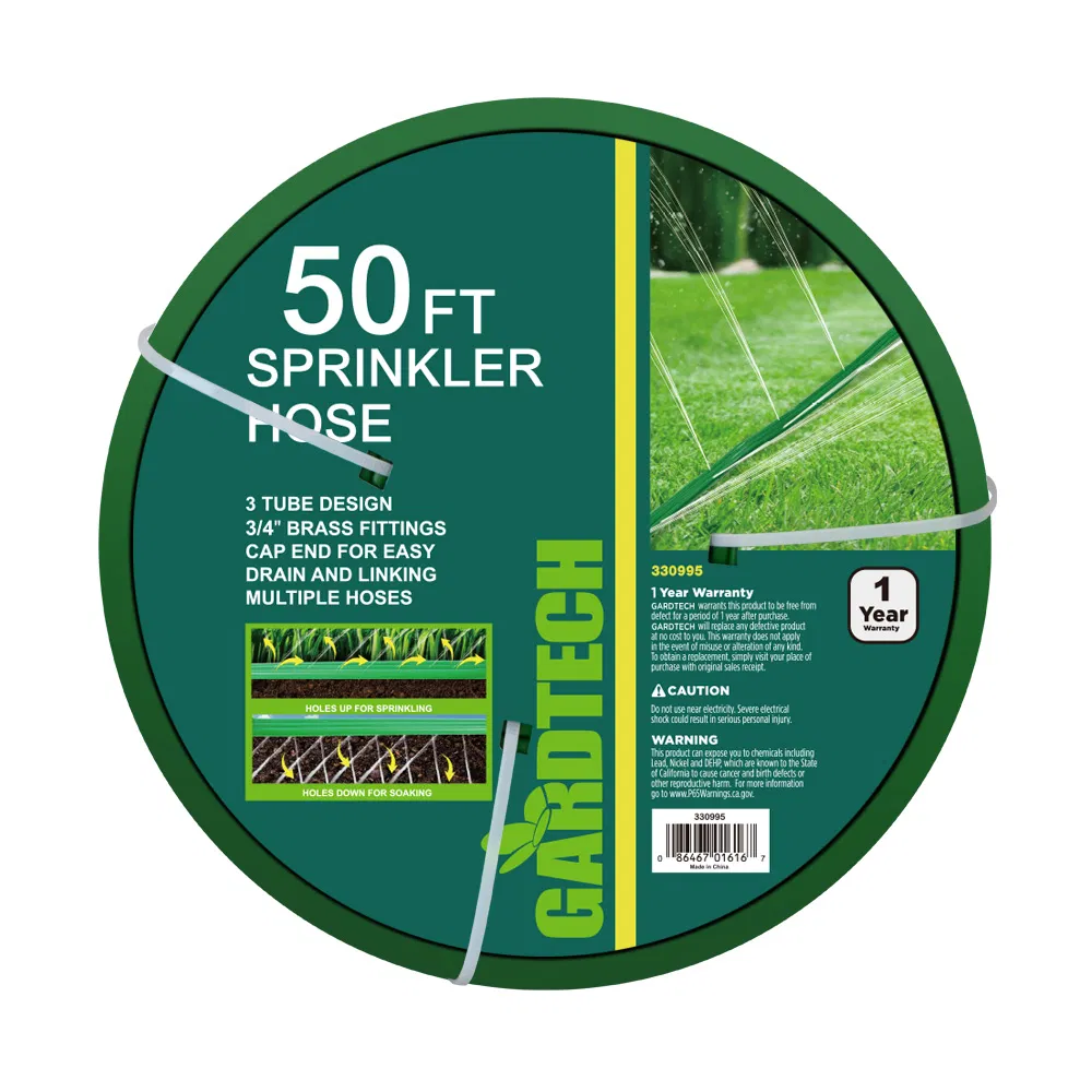 50FT Professional Flat Soaker and Sprinkler 3-Paths Garden Watering Irrigation Hose with Brass Connector 3-Waterway Hose