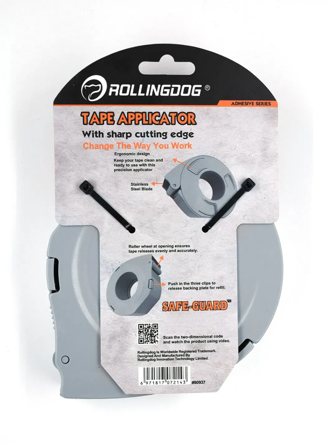 Rollingdog-PRO 80937 Safe-Guard™ Tape Applicatorwith Sharp Cutting Edge