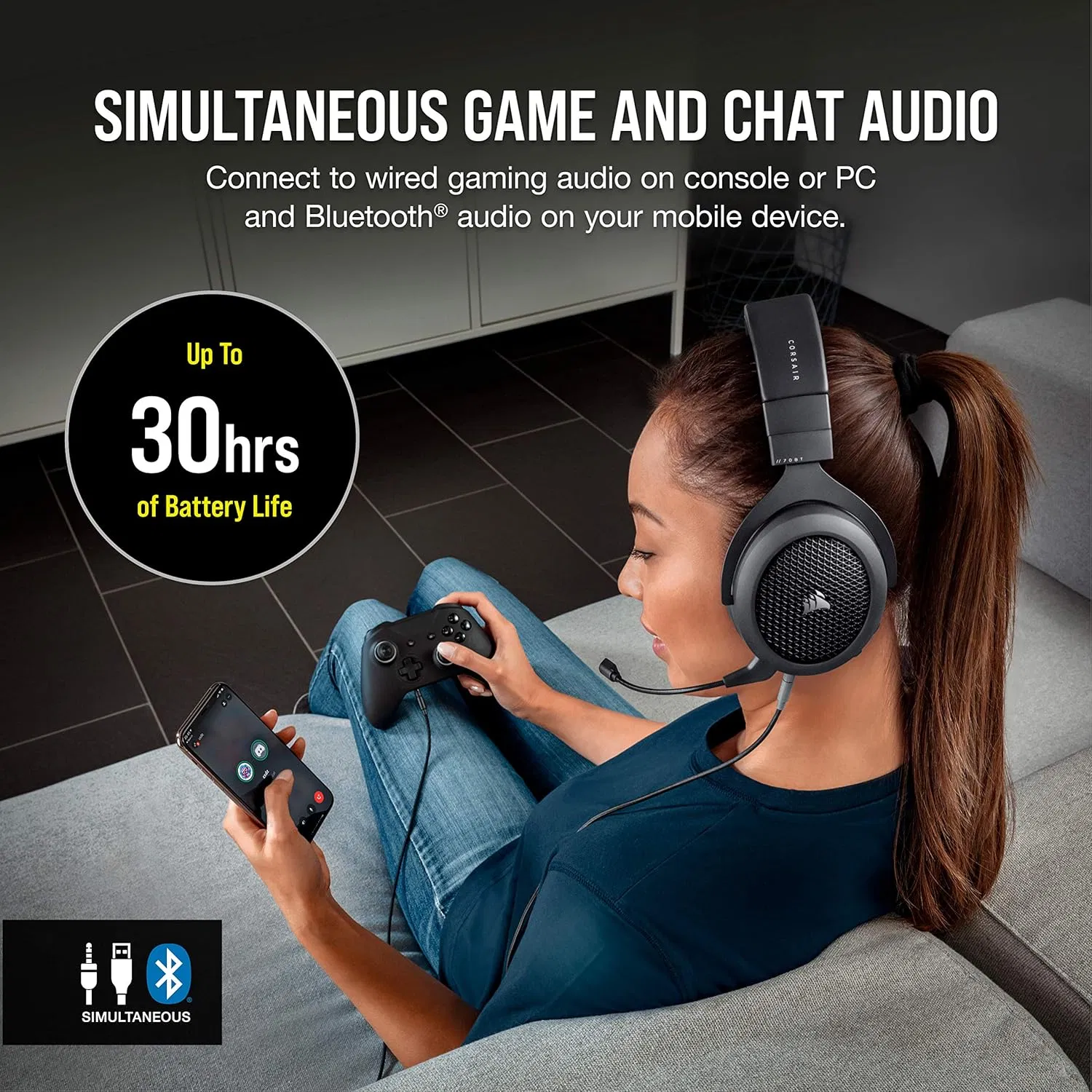 Игровая гарнитура Corsair HS70 Bluetooth