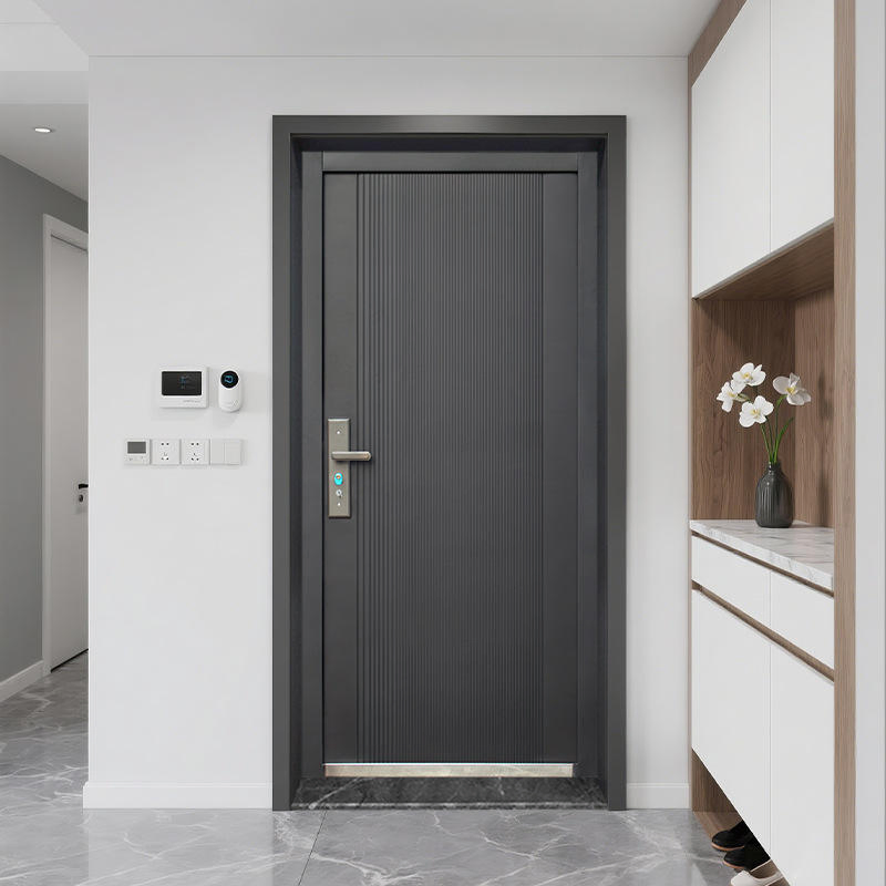Metal Entrance Main Door Modern Security Stainless Steel Front Door for House, Villa