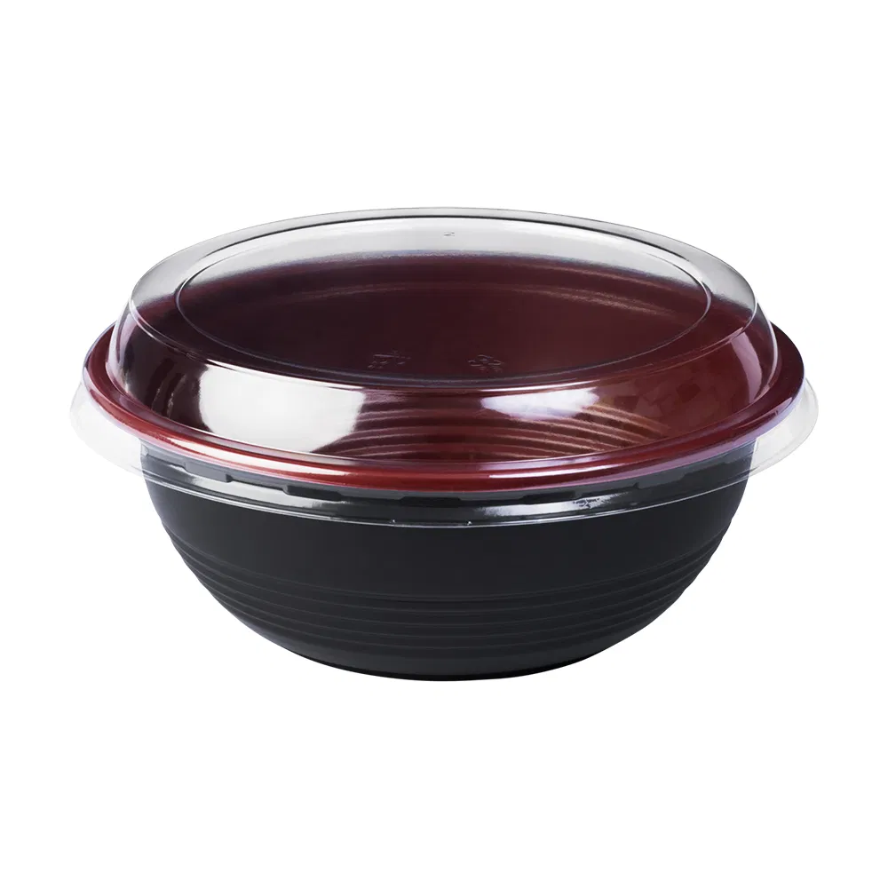 Wholesale Black Red Disposable Plastic PP Japanese Bowl with Lid