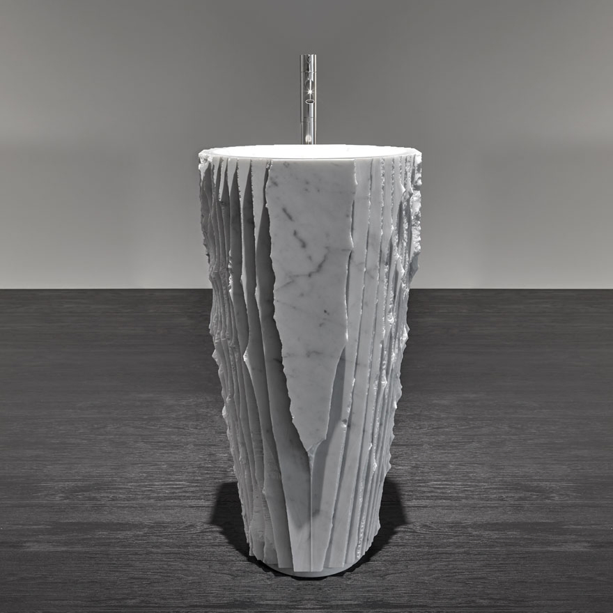 Freestanding Natural Stone Italian Carrara Marble Pedestal Sink