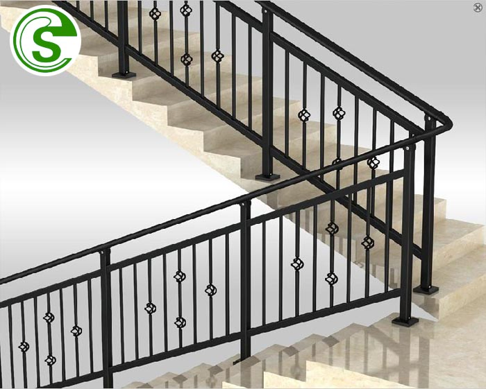 Powder Coated Good Quality Interior Black Stair Handrail Balustrade Railing