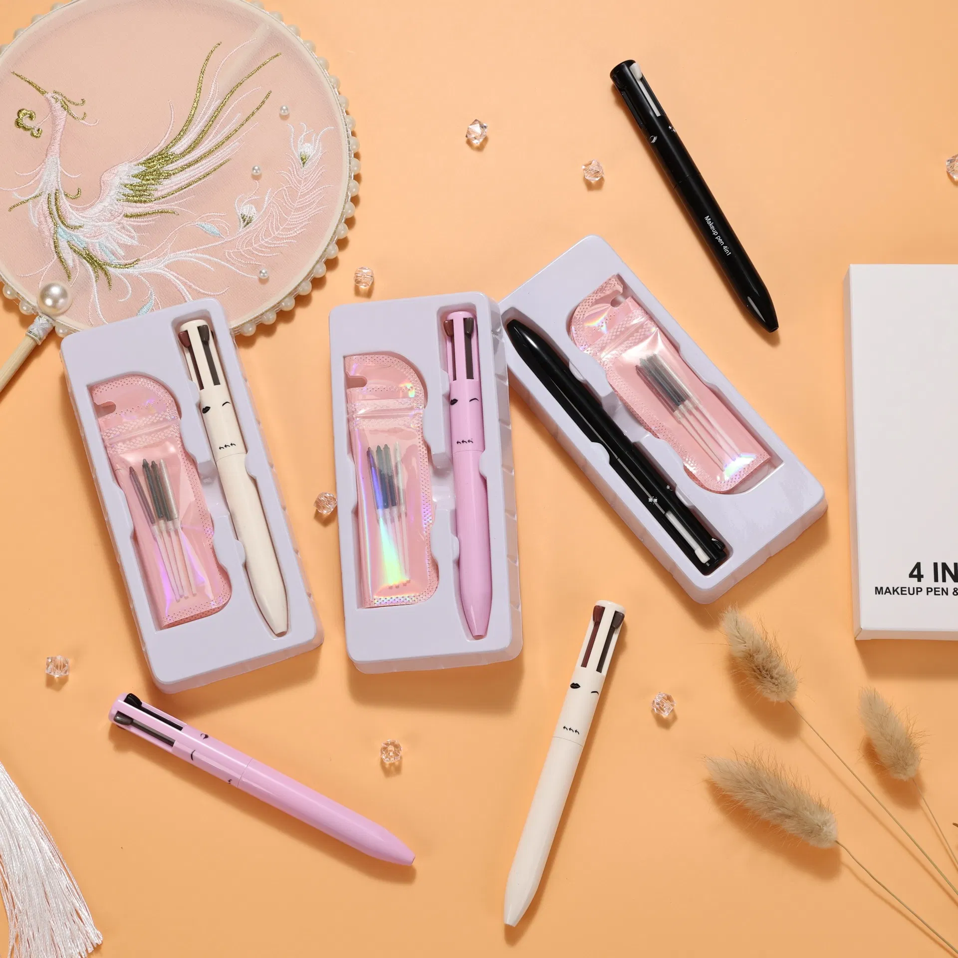 4-in-1 Makeup Touch up Makeup Pen with Refill Set Eyeliner Eyebrow Pencil