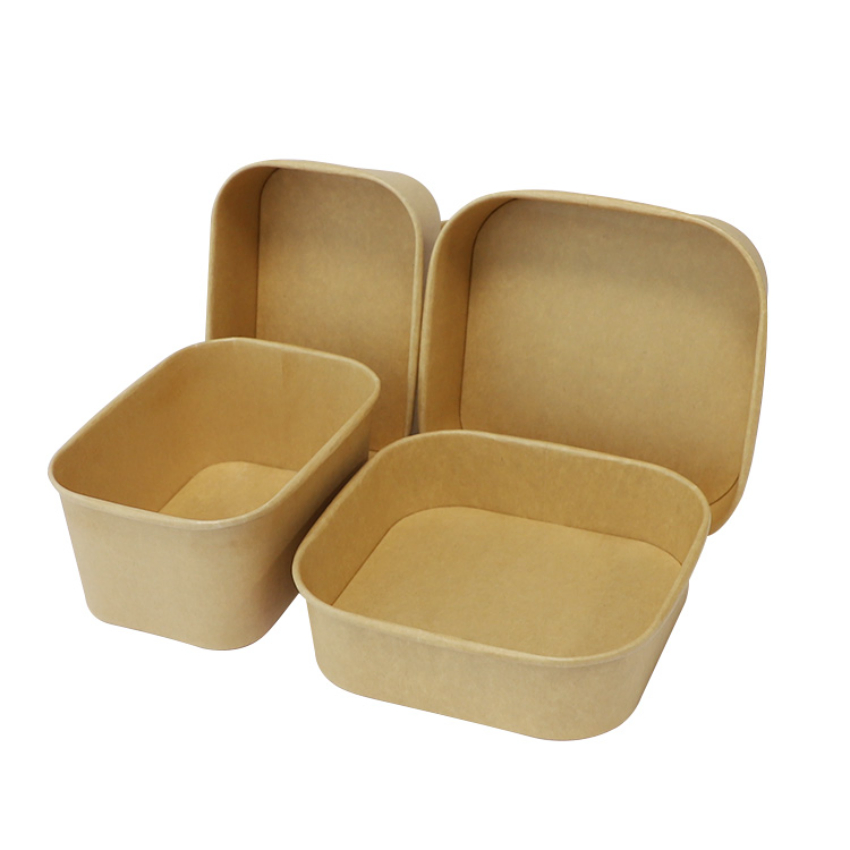 Custom Logo Printed Disposable PE Coated Kraft Paper Bowl with Lid