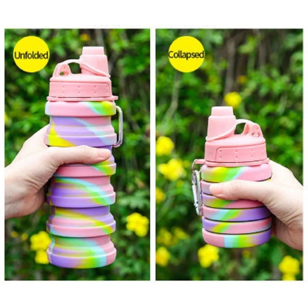Спортивная складная бутылка для воды из силикона, 500 мл