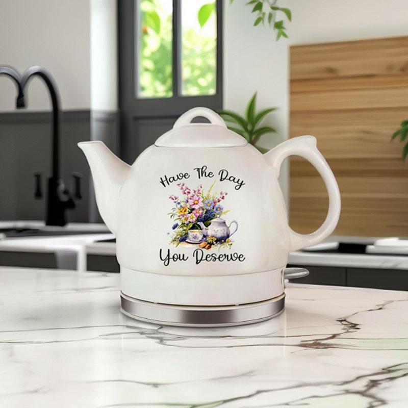 High Quality 360 Degree Rotatable Electric Ceramic Kettle with Porcelain Pot Stainless Steel Heating Plate 1.0L 1.2L Home Appliance