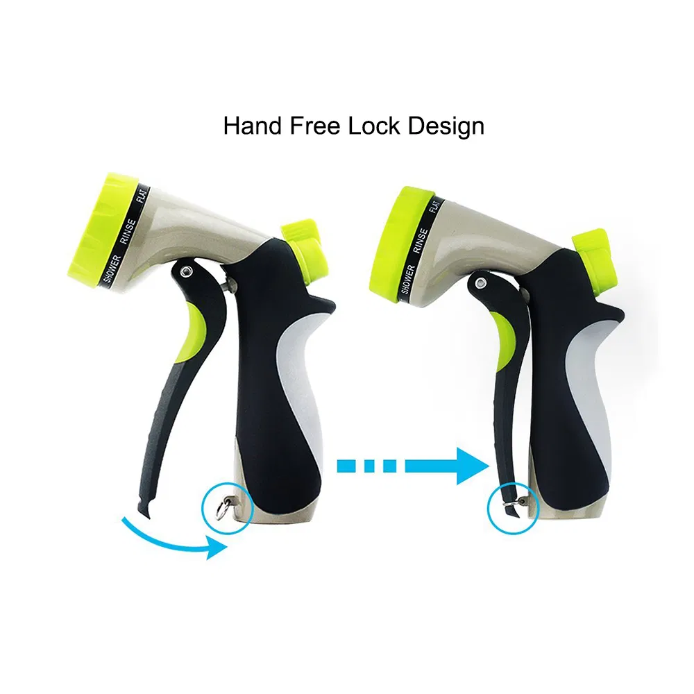 Heavy Duty Metal Garden Irrigation & Cleaning 8 Patterns Water Gun Hose Sprayers