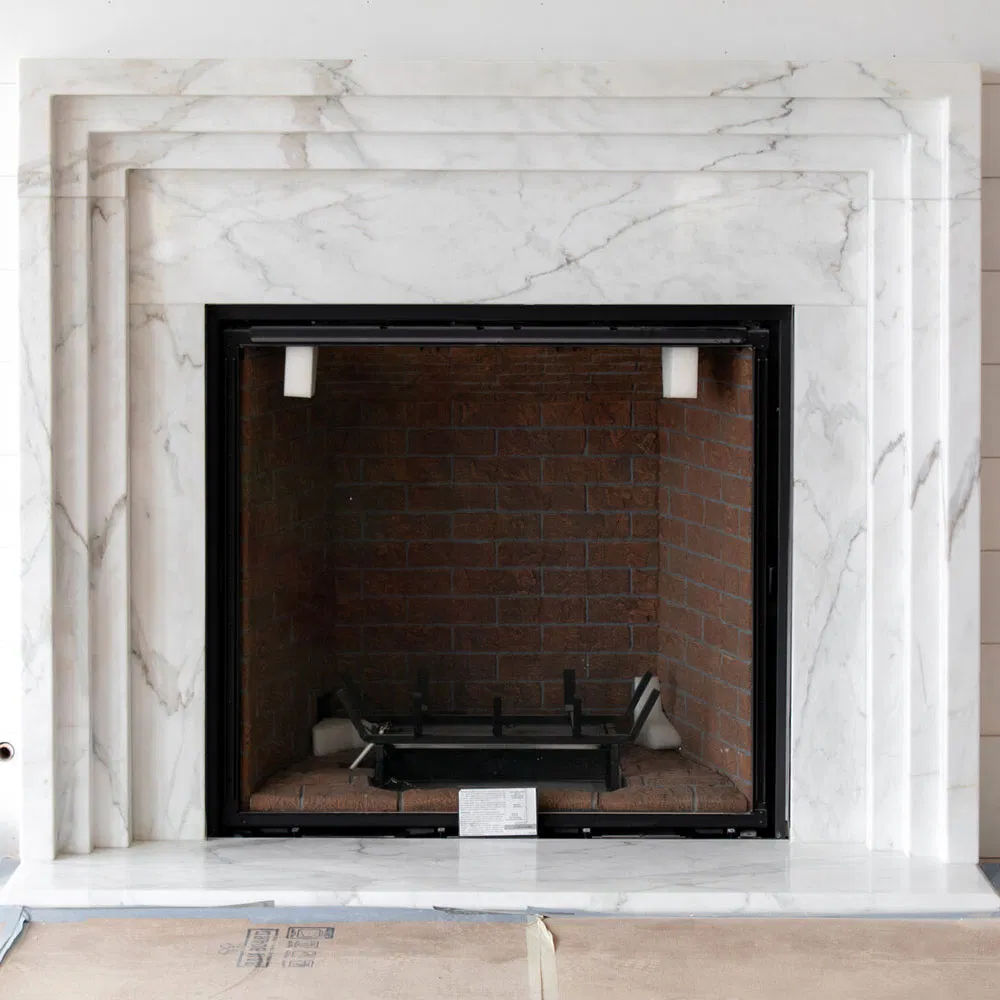 Interior Marble Fireplace Surround Decoration Italian Calacatta Viola Marble Fireplace Mantel