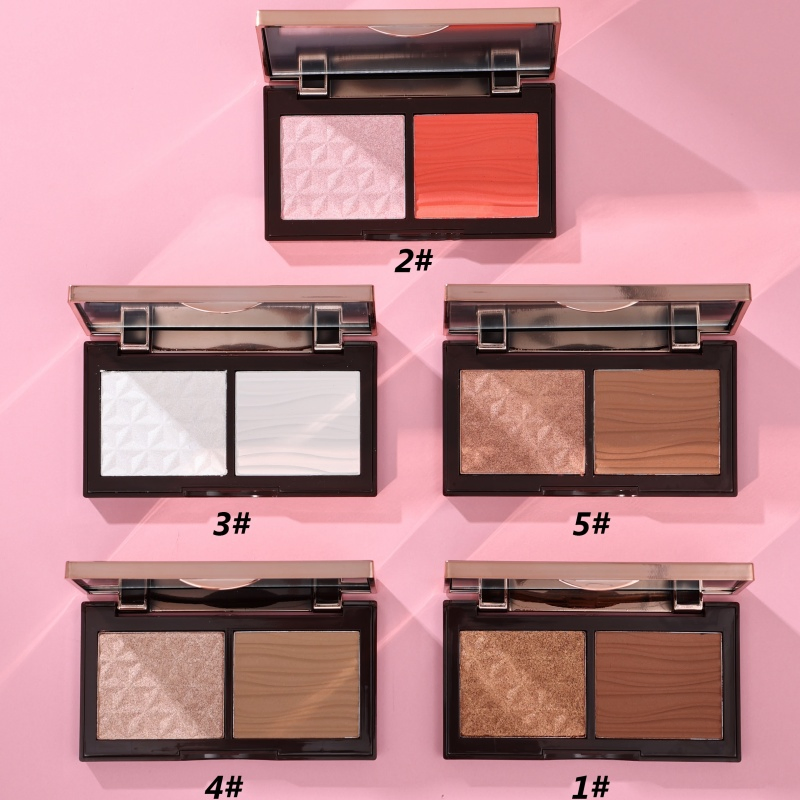 Double Color Blush Palette Highlighters Bronzer Custom Logo