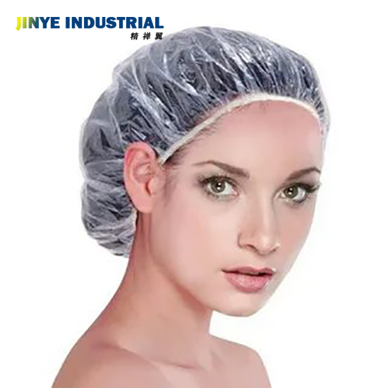 Dustproof Waterproof PE Bouffant White Plastic Shower Cap